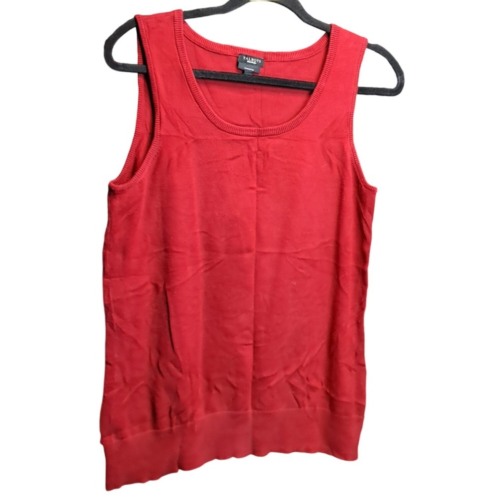 Talbots Red Pima Cotton Blend Scoop Neck Sleeveless Sweater Vest Shell Small - Picture 2 of 6